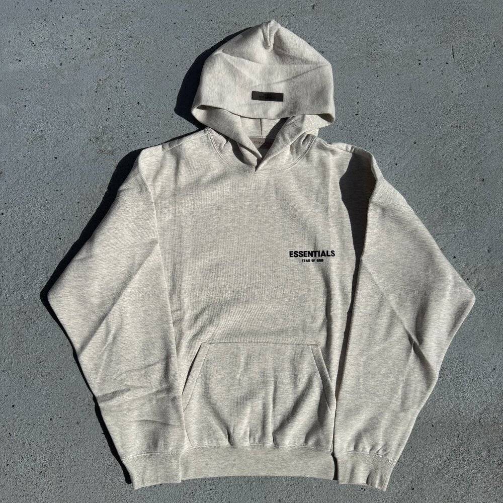 Fear of God Essentials Hoodie Grey Light Oatmeal Size XL